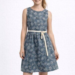 J.Crew Crewcuts Girls Bicycle Print Cotton Dress NWT Size 12